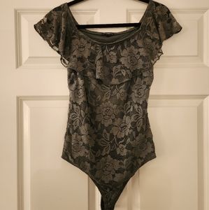 Express Gray Lace Bodysuit